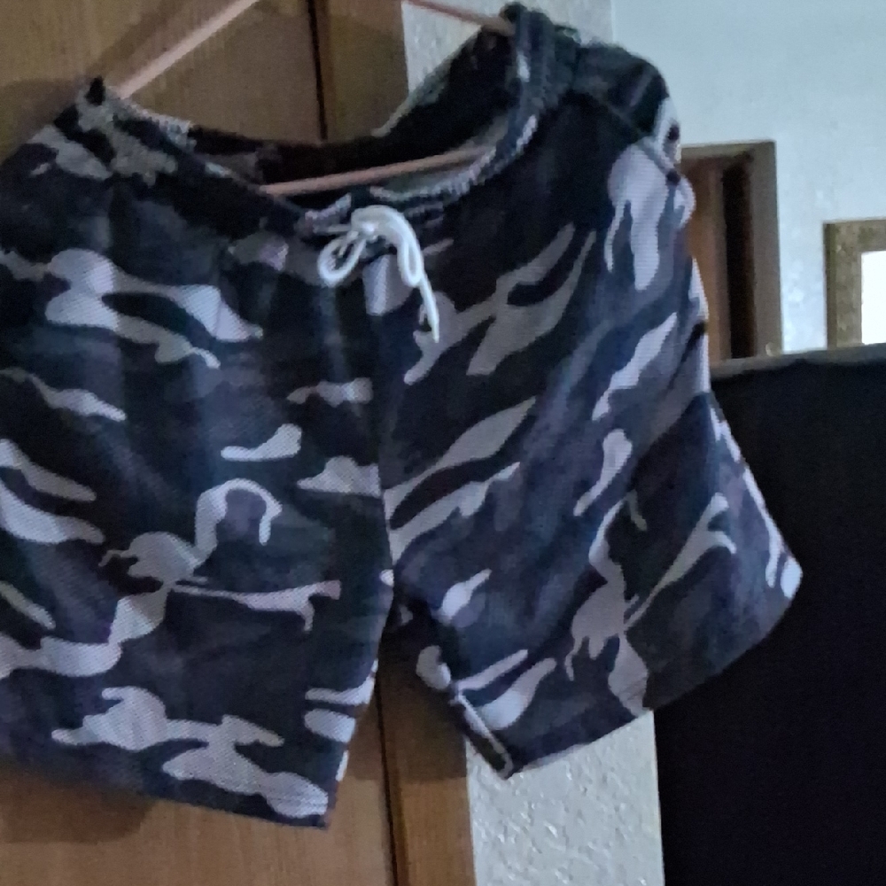 Black and Gray Athletic Shorts with Drawstring Waist